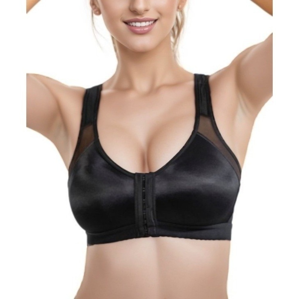 Leonisa Womens Posture Corrector Wireless Bra Black 36C Front Closure Shaper NWT